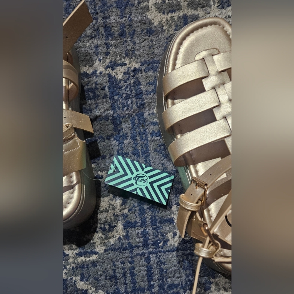 Metallic Gold Strappy Sandals